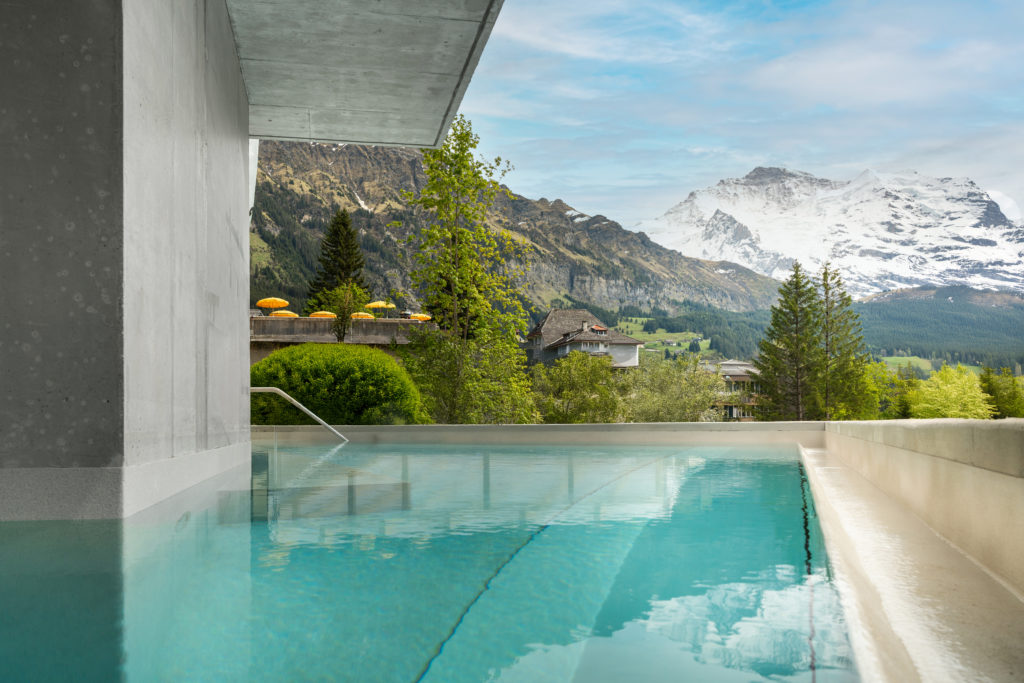 Grand Hotel Belvedere Wengen Spa Infinity Pool Artwoth